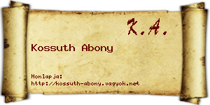 Kossuth Abony névjegykártya